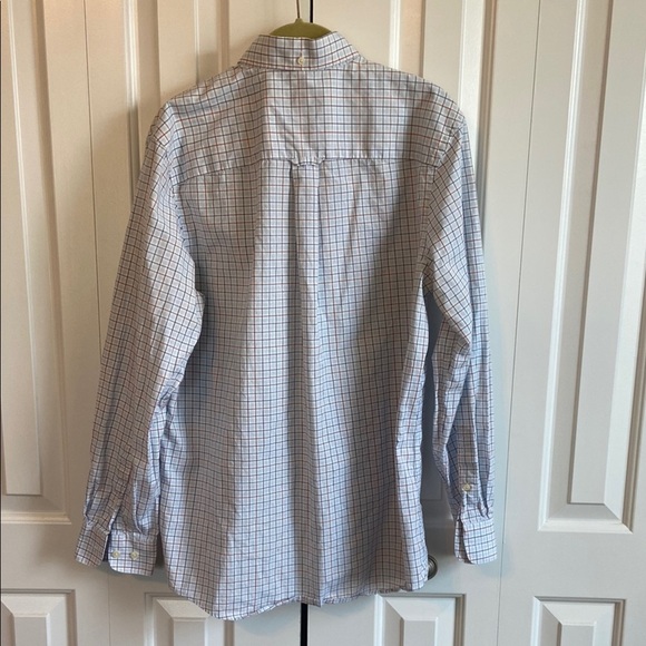 Classic Men's Plaid Long Sleeve Button Down Shirt, White and Blue and Red - Picture 5 of 5